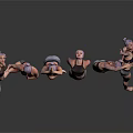 Women Dancing in Dynamic Poses Wearing Activewear on Dark Reflective Background