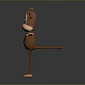 Cute 3D Brown Monkey Character with Big Ears Standing Pose Arms Outstretched for Game Movie