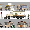 Diverse Mobile Functional Vehicles with Awnings Storage Shelves and Commercial Features