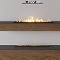 Modern Wooden Fireplace Design With Black Surface Wall Mounted And Floor Standing Flames