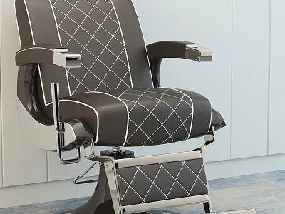 Modern Black and White Massage Chair With Diamond Pattern And Metallic Frame 3d model
