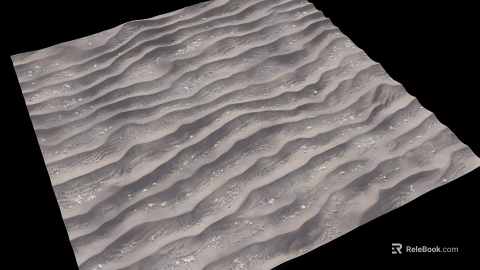 Shiny Wavy Ground With Silver Gray Texture And Smooth Natural Wave Patterns 3d model 