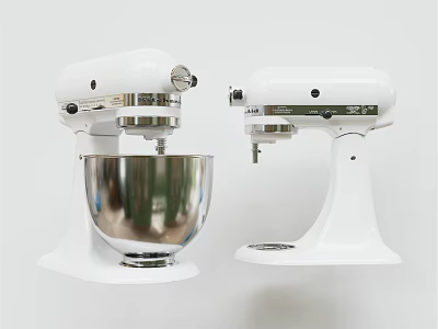 White Stand Kitchen Mixers With Stainless Steel Bowl And Classic Design 3d model