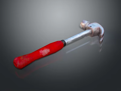 Sturdy Hardware Claw Hammer with Red Handle and Silver Metal Head for DIY Projects 3d model