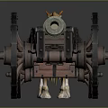 Ancient Historical Weapon Cannon On Horse Drawn Wooden Cart Vintage Design