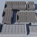 Modern Gray Tufted Sofa Set with Sectional Loveseat Armchair and Ottoman