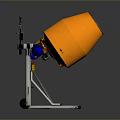 Orange Concrete Mixer With Blue Components Metal Stand And Wheels For Construction Use