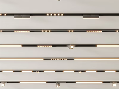 Various Designs Of Downlights And Spotlights Arranged In Rows For Home Lighting Fixtures 3d model
