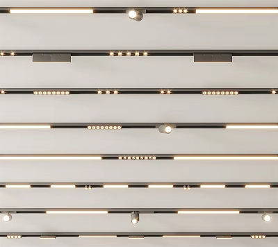 Various Designs Of Downlights And Spotlights Arranged In Rows For Home Lighting Fixtures 3d model