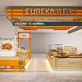 Modern Dessert Shop Interior With Glass Display Counter And Fresh Pastries