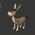 Cartoon Donkey With Large Ears Friendly Expression Brown And White Standing On Reflective Black Background 3d model