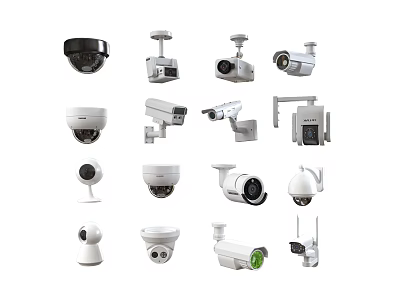 Security Cameras Various Types Dome Bullet PTZ Wireless Models For Home Commercial Use 3d model