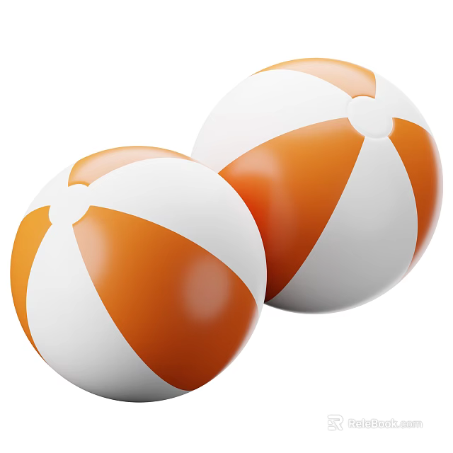 Two Orange And White Beach Balls As Fun Playground Equipment For Outdoor Kids Activities 3d model 
