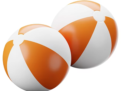 Two Orange And White Beach Balls As Fun Playground Equipment For Outdoor Kids Activities 3d model