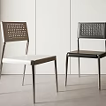 Modern Two Tone Dining Chairs With Perforated Backrest And Metal Legs 3d model