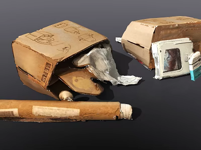 old living things old cardboard box recycling 3d model