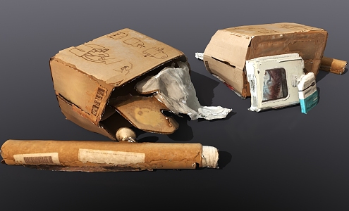 old living things old cardboard box recycling 3d model