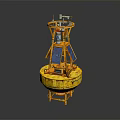 Yellow Orange Ocean Monitoring Buoy with Solar Panels and Antenna Structure