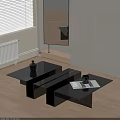 Modern Living Room Interior With Black Glossy Coffee Tables Vase Magazine And Cup