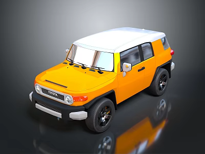 Toyota Yellow SUV With White Roof Black Wheels And Front Grille 3d model