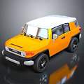 Toyota Yellow SUV With White Roof Black Wheels And Front Grille