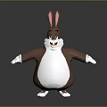 Cute Cartoon Rabbit With Brown Body White Belly And Pink Ears Smiling With Arms Open
