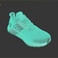 Stylish Gray And Blue Knit Upper Sneakers With Three Stripe Detail And White Sole