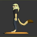 Game Movie Anthropomorphic Lion Character Wearing Black Jacket Red Shirt Blue Jeans On Yellow Base