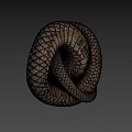 Game Movie Snake Character With Coiled Body Reticulated Pattern Scales And Raised Head