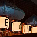 Cozy Bar Interior Design With Warm Pendant Lights Wooden Dividers And Seating Areas