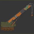 Green And Orange Mobile Crane Model With Long Boom Hook And Wheels