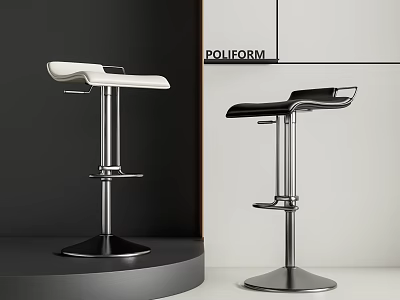 Modern White and Black Bar Stools with Metal Frame by POLIFORM 3d model