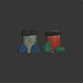 Multi Colored Storage Barrels And Bags As Practical Equipment In Green Red Blue Black