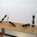 Vintage European Style Ant Shaped Iron Art Decorative Ornament Set On Wooden Table