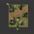 Vibrant 3D Model Plants Featuring Green and Purple Foliage on Green Orange Ground