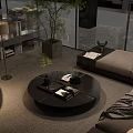 Modern Spacious Sales Office Reception Lounge With Floor To Ceiling Glass Windows And Cozy Furnishings