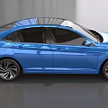 Blue Volkswagen Sedan Showcasing Modern Alloy Wheels And Sleek Exterior Design