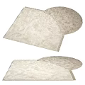 Cream Colored Stylish Rugs With Circular And Square Designs Plush Texture And Fringe Edges