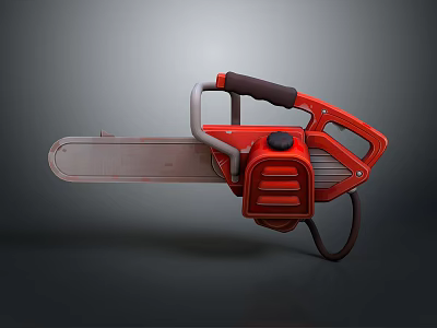 Red Electric Chainsaw Featuring Black Handle And Power Tool Design For Hardware Cutting Tasks 3d model