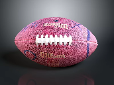Pink Wilson Rugby Ball With White Stitching Dark Blue Accents And Textured Surface 3d model
