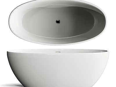 Modern Freestanding White Bathtub Design With Oval Shape And Sleek Surface 3d model