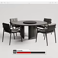 Modern Round Dining Table Set With Four Upholstered Chairs And Metal Frame 3d model
