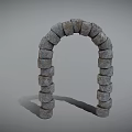 Gray Stone Arch Structure Featuring Stacked Rustic Stones And Classic Architectural Design 3d model