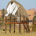 Wheat field thatched gallery observation platform pavilion 3d model