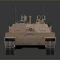 Modern Sand Colored Main Battle Tank With Cannon Tracks Turret Equipment On Reflective Surface