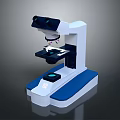 Blue And White Binocular Microscope With Stable Base And Stage For Household Use 3d model