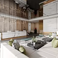 Hotel Lobby Interior Design With White Sofas Green Cushions And Marble Walls