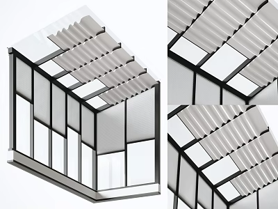 Modern Slatted Window Blinds On Glass Window With Frame Design Interior 3d model