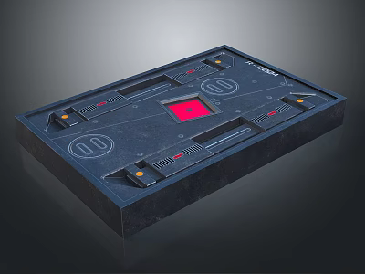 Spacecraft Control Panel Design With Black Surface And Red Square Interface For Astronaut Missions 3d model
