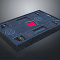 Spacecraft Control Panel Design With Black Surface And Red Square Interface For Astronaut Missions